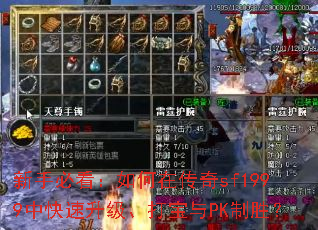 新手必看:如何在传奇sf1999中快速升级、打宝与PK制胜? 新手必看:如何在传奇sf1999中快速升级、打宝与PK制胜?