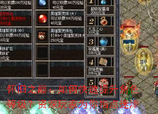 怀旧之巅:如何快速提升角色等级?资深玩家为你指点迷津 怀旧之巅:如何快速提升角色等级?资深玩家为你指点迷津