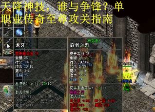 天降神技，谁与争锋？单职业传奇至尊攻关指南