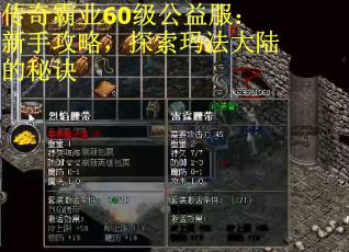 传奇霸业60级公益服：新手攻略，探索玛法大陆的秘诀