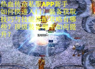 热血传奇私服APP新手如何快速入门？装备获取技巧与技能搭配攻略有哪些？顶级装备爆率如何提升？